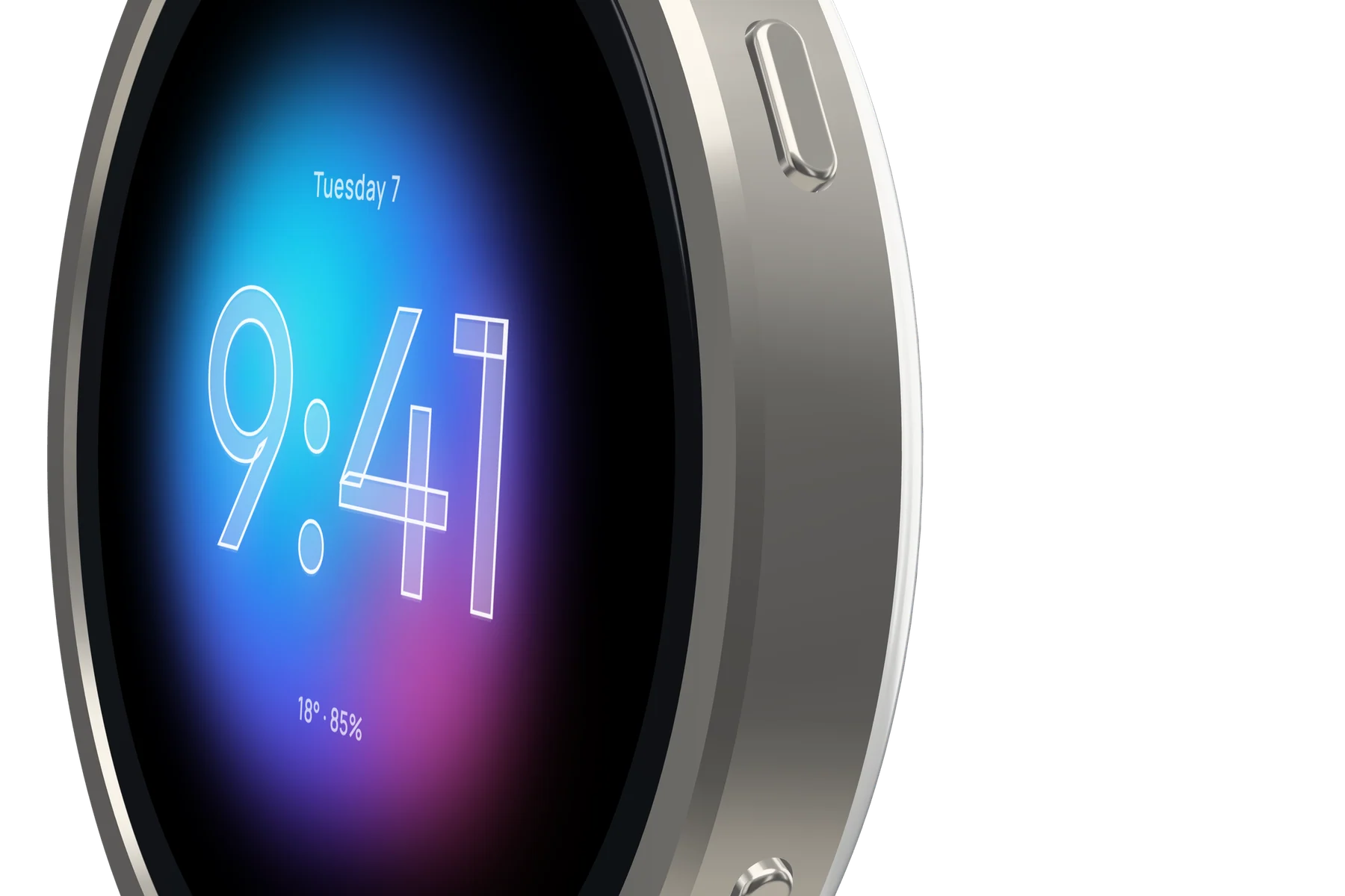 The display and the two side buttons